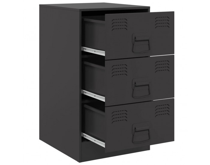 Sonata H Нощни шкафчета, 2 бр, черни, 34,5x39x62 см, стомана