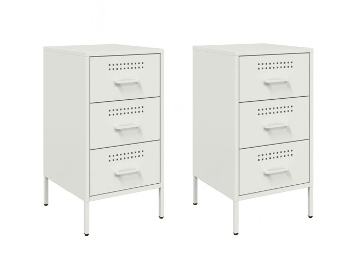 Sonata H Нощни шкафчета, 2 бр, бели, 36x39x68 см, стомана