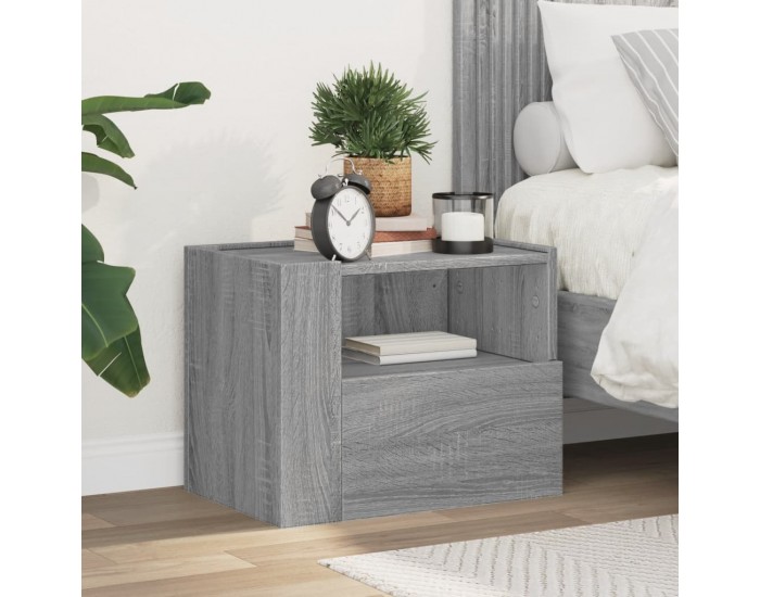 Sonata H Нощно шкафче за стенен монтаж, сив сонома, 45x30x35 см