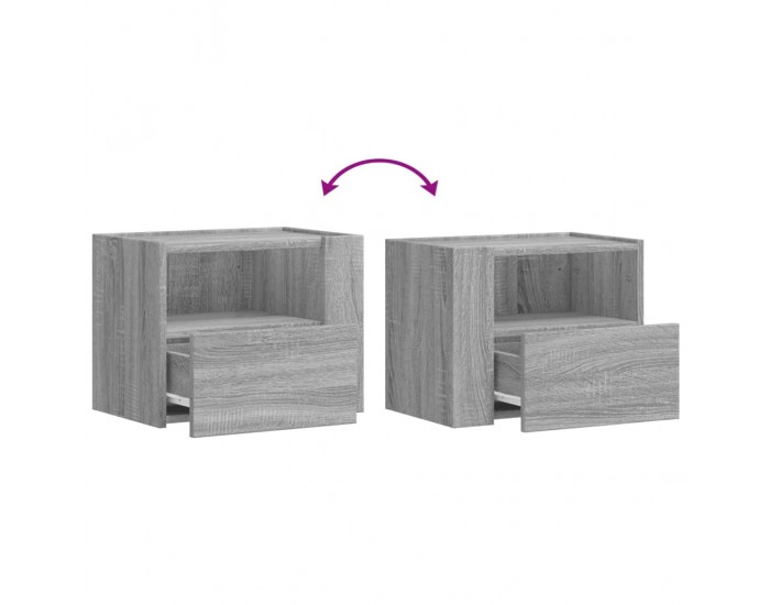 Sonata H Нощно шкафче за стенен монтаж, сив сонома, 45x30x35 см