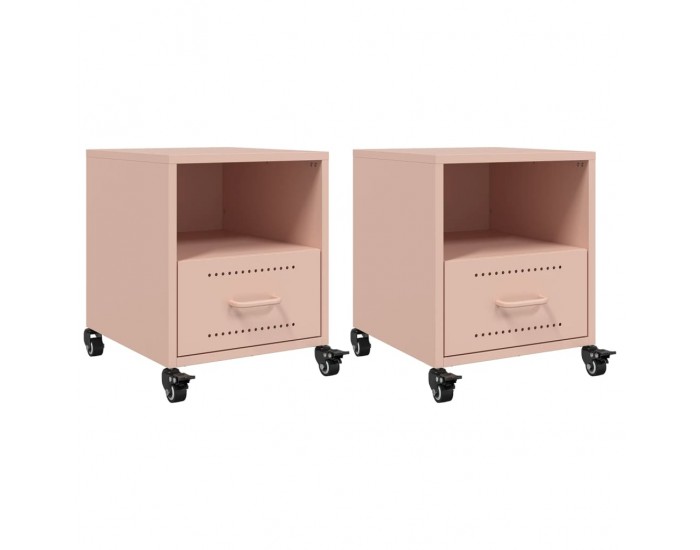 Sonata H Нощни шкафчета, 2 бр, розови, 36x39x43,5 см, стомана
