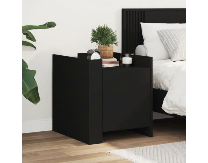 Sonata H Нощно шкафче, черно, 45x50x50 см, инженерно дърво