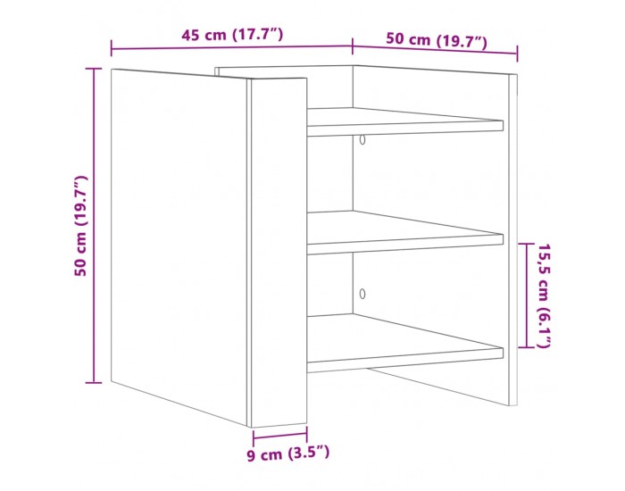 Sonata H Нощно шкафче, черно, 45x50x50 см, инженерно дърво