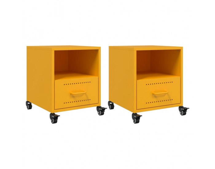 Sonata H Нощни шкафчета 2 бр горчица жълто 36x39x43,5 см стомана