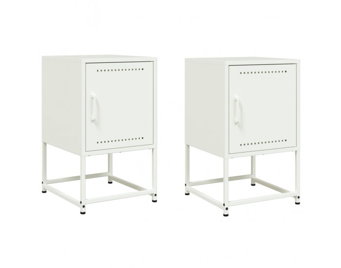 Sonata H Нощни шкафчета 2 бр бели 36x39x60,5 см стомана