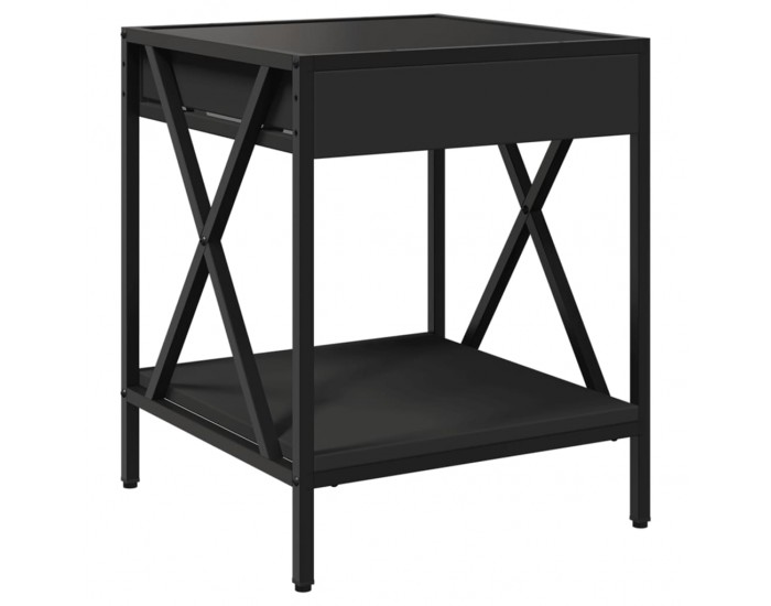 Sonata H Нощна масичка с Infinity LED, черна, 40x40x49 см