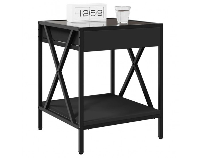 Sonata H Нощна масичка с Infinity LED, черна, 40x40x49 см