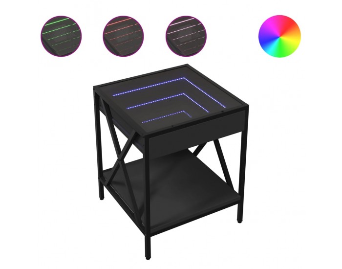 Sonata H Нощна масичка с Infinity LED, черна, 40x40x49 см