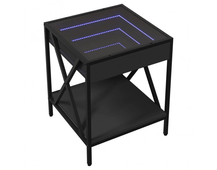 Sonata H Нощна масичка с Infinity LED, черна, 40x40x49 см