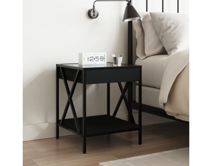 Sonata H Нощна масичка с Infinity LED, черна, 40x40x49 см