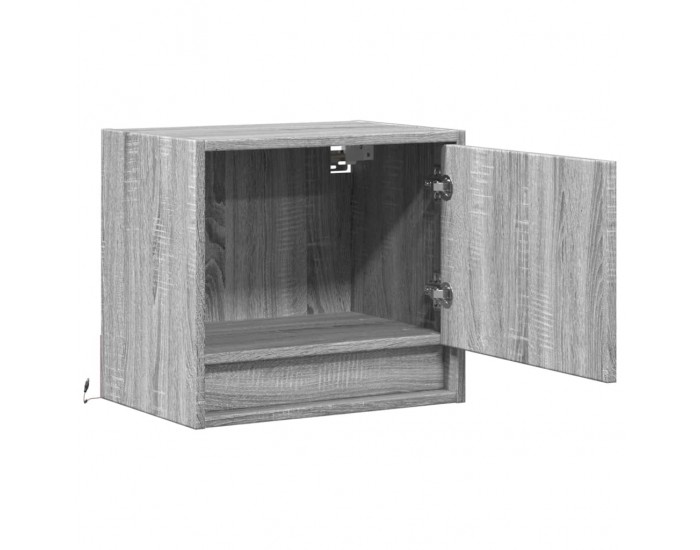 Sonata H Нощни шкафчета за стена с LED осветление, 2 бр, сив сонома