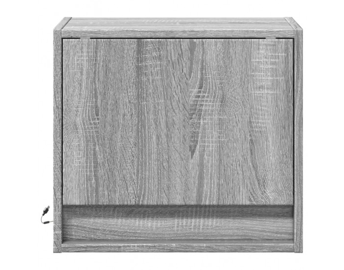 Sonata H Нощни шкафчета за стена с LED осветление, 2 бр, сив сонома