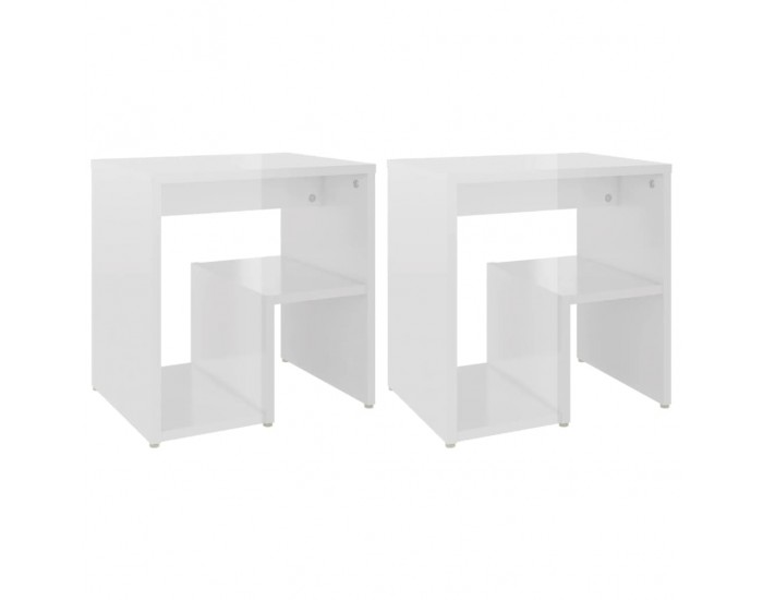 Sonata H Шкафче за спалня, бял гланц, 2 бр, 40x30x40 см, инженерно дърво