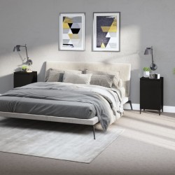 Sonata H Нощни шкафчета, 2 бр, черни, 40x35x70 cm, инженерно дърво - Нощни шкафчета