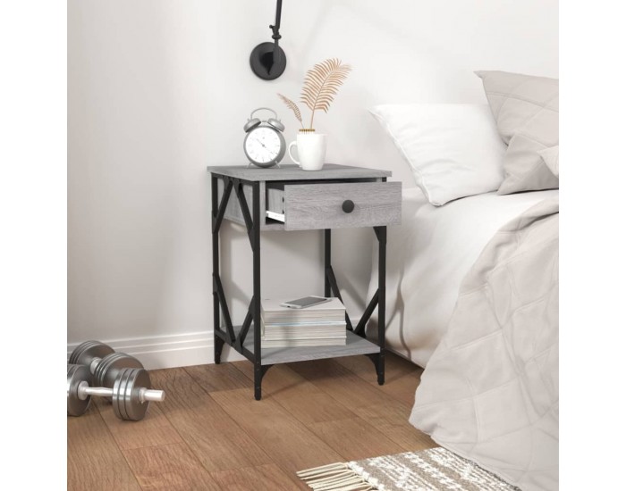 Sonata H Нощно шкафче, сив сонома, 40x42x60 см, инженерно дърво