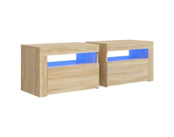 Sonata H Нощни шкафчета, 2 бр, с LED, дъб сонома, 60x35x40 см