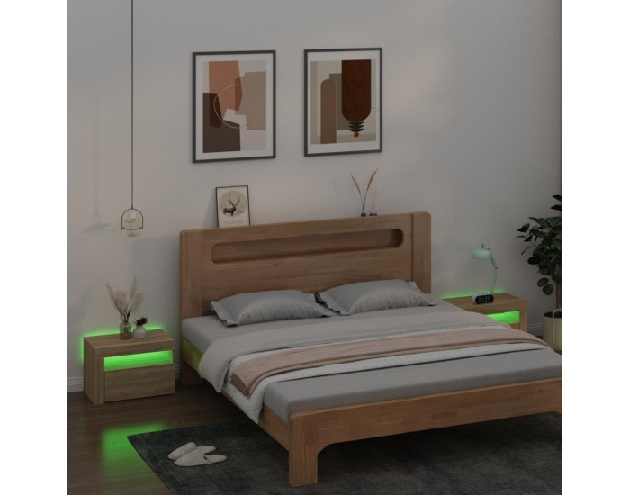Sonata H Нощни шкафчета, 2 бр, с LED, дъб сонома, 60x35x40 см