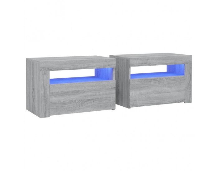 Sonata H Нощни шкафчета, 2 бр, с LED, сив сонома, 60x35x40 см