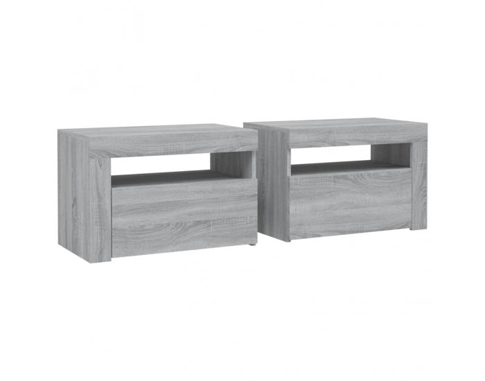 Sonata H Нощни шкафчета, 2 бр, с LED, сив сонома, 60x35x40 см