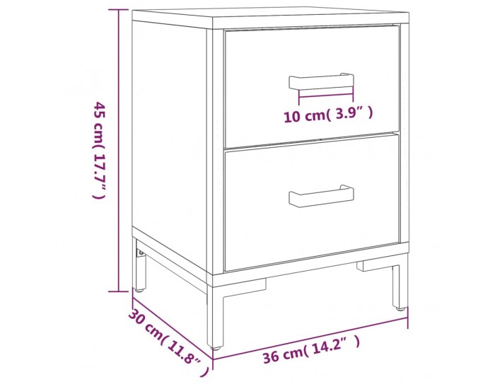 Sonata H Нощно шкафче, черно, 36x30x45 см, бор масив