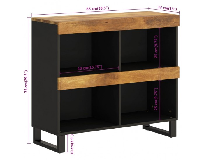 Sonata H Страничен шкаф 85x33x75 см манго масивно дърво