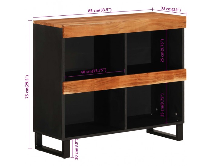 Sonata H Страничен шкаф 85x33x75 см масивна акация