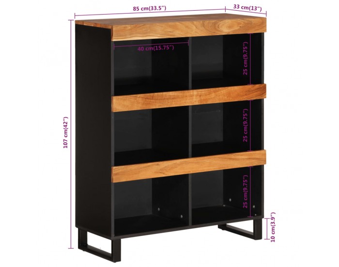 Sonata H Страничен шкаф 85x33x107 см масивна акация