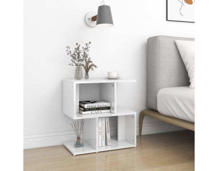 Sonata H Нощно шкафче, бял гланц, 50x30x51,5 см, инженерно дърво