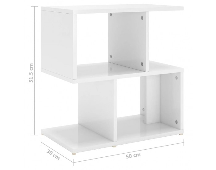 Sonata H Нощно шкафче, бял гланц, 50x30x51,5 см, инженерно дърво