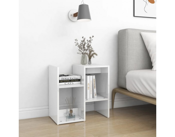 Sonata H Нощно шкафче, бял гланц, 50x30x51,5 см, инженерно дърво