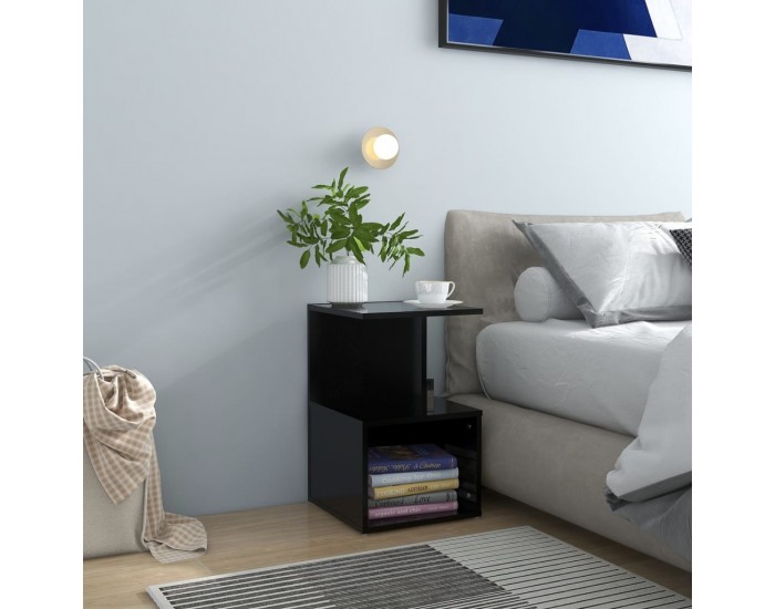 Sonata H Шкафче за спалня, черно, 35x35x55 см, инженерно дърво