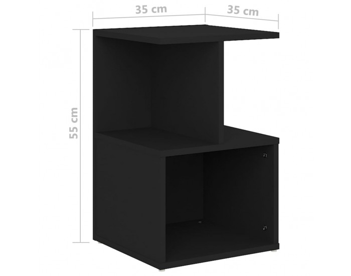 Sonata H Шкафче за спалня, черно, 35x35x55 см, инженерно дърво