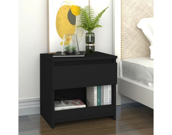 Sonata H Нощни шкафчета, 2 бр, черни, 40x30x39 см, инженерно дърво