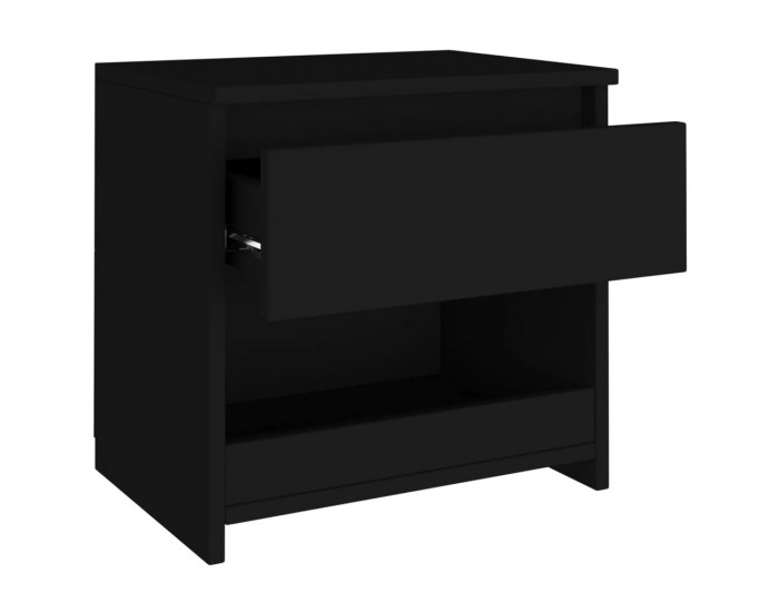 Sonata H Нощни шкафчета, 2 бр, черни, 40x30x39 см, инженерно дърво