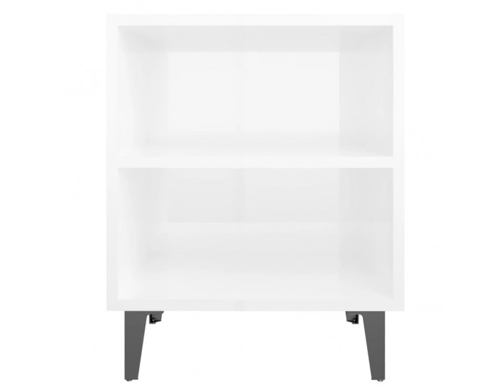 Sonata H Нощни шкафчета с метални крака, 2 бр, бял гланц, 40x30x50 см