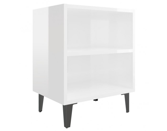 Sonata H Нощни шкафчета с метални крака, 2 бр, бял гланц, 40x30x50 см