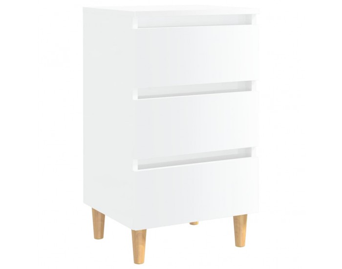 Sonata H Нощно шкафче с крака от дърво масив, бял гланц, 40x35x69 см