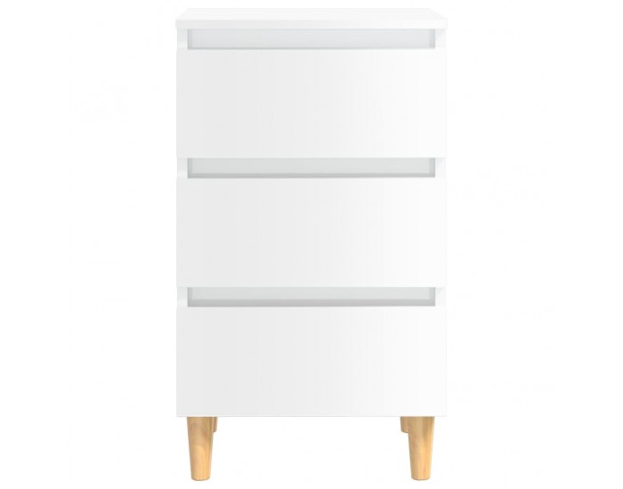 Sonata H Нощно шкафче с крака от дърво масив, бял гланц, 40x35x69 см