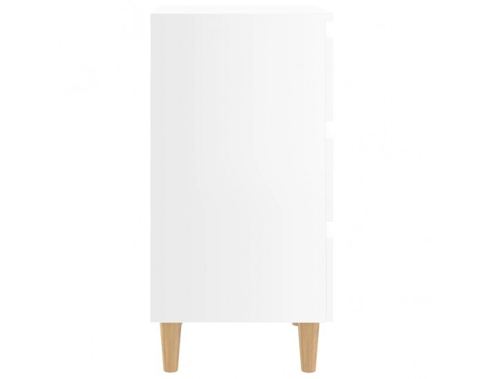 Sonata H Нощно шкафче с крака от дърво масив, бял гланц, 40x35x69 см