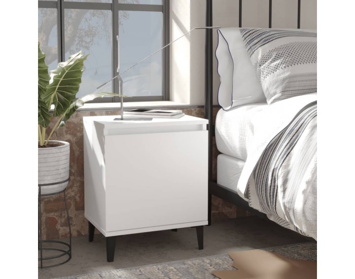 Sonata H Нощно шкафче с метални крака, бяло, 40x30x50 см