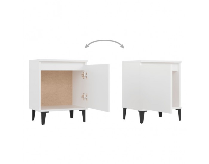 Sonata H Нощно шкафче с метални крака, бяло, 40x30x50 см