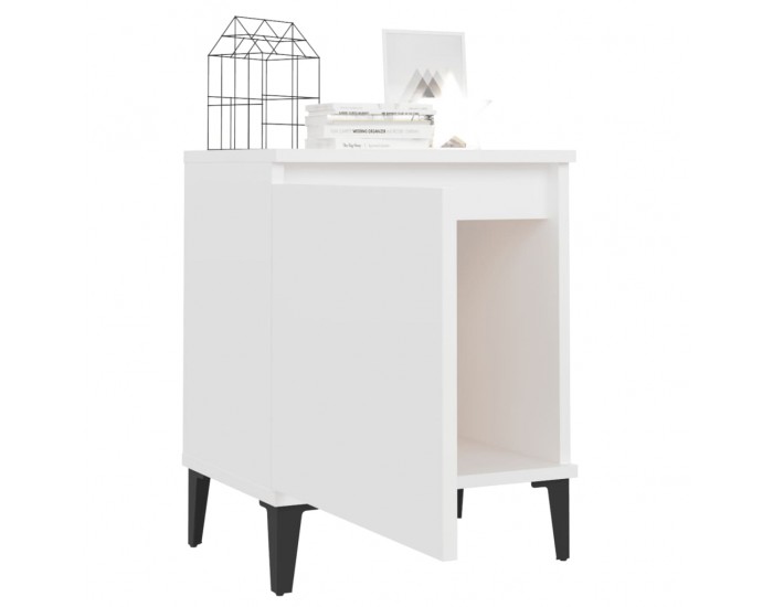 Sonata H Нощно шкафче с метални крака, бяло, 40x30x50 см