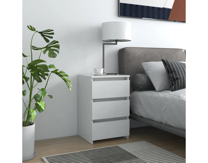 Sonata H Нощни шкафчета, 2 бр, бели, 40x35x62,5 см, инженерно дърво