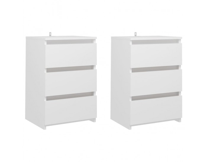 Sonata H Нощни шкафчета, 2 бр, бели, 40x35x62,5 см, инженерно дърво