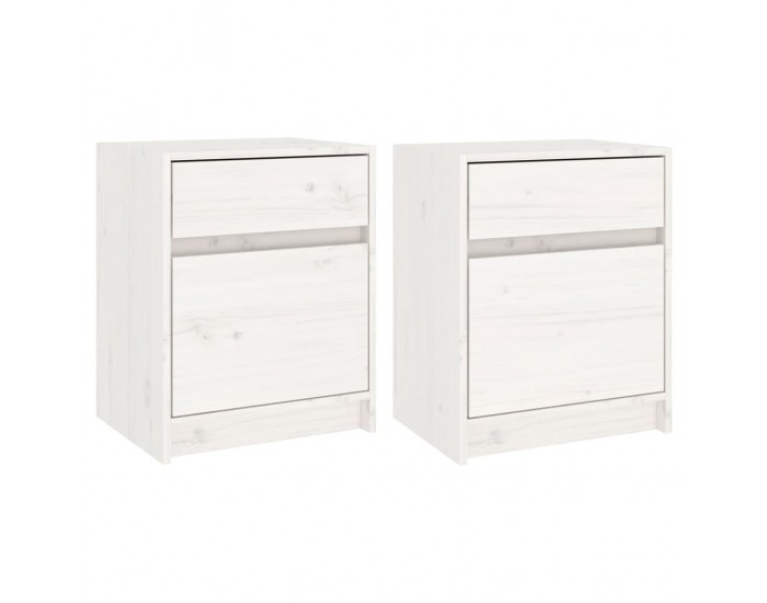 Sonata H Нощни шкафчета, 2 бр, бели, 40x31x50 см, бор масив