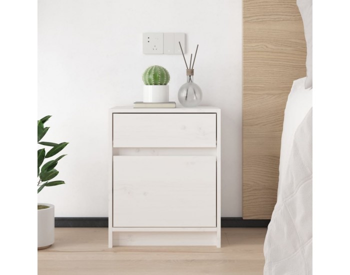 Sonata H Нощни шкафчета, 2 бр, бели, 40x31x50 см, бор масив