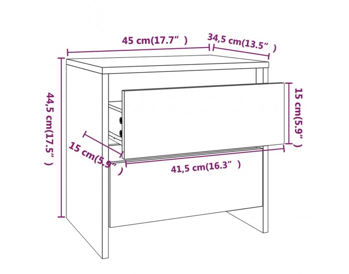 Sonata H Нощни шкафчета 2 бр сонома дъб 45x34,5x44,5 см инженерно дърво