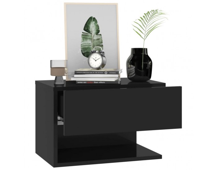 Sonata H Нощни шкафчета за стенен монтаж, 2 бр, черни
