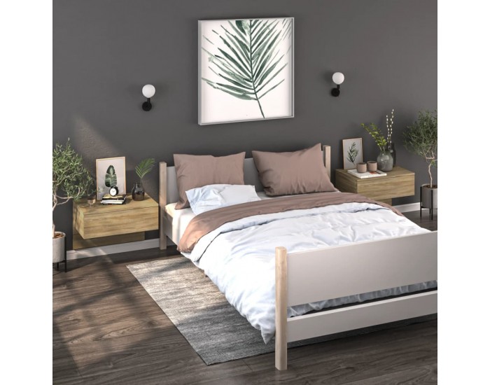 Sonata H Нощни шкафчета за стенен монтаж, 2 бр, дъб сонома