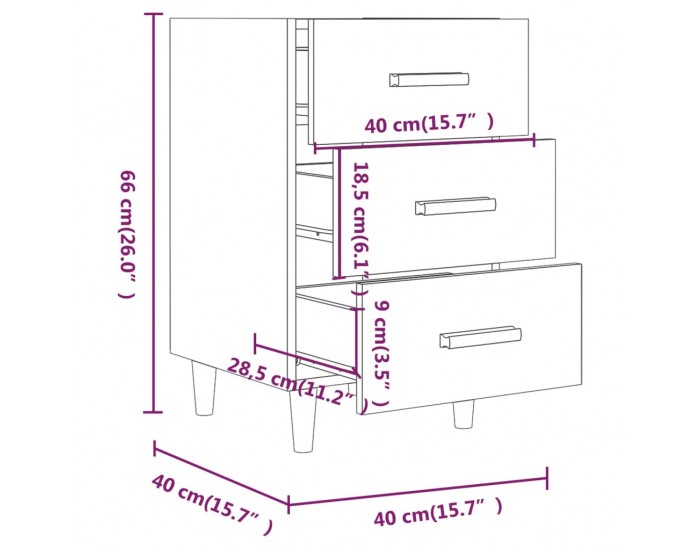 Sonata H Нощно шкафче, бетонно сиво, 40x40x66 см, инженерно дърво